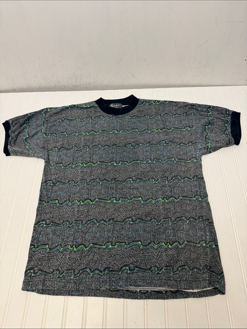 Vintage 90s Blitzz Geometric Abstract Pocket Tee Shirt Large